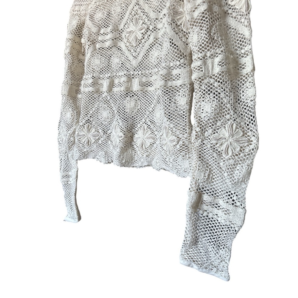 REBECCA TAYLOR Crochet Knit Long-Sleeve Top, Size 6 - Picture 8 of 10